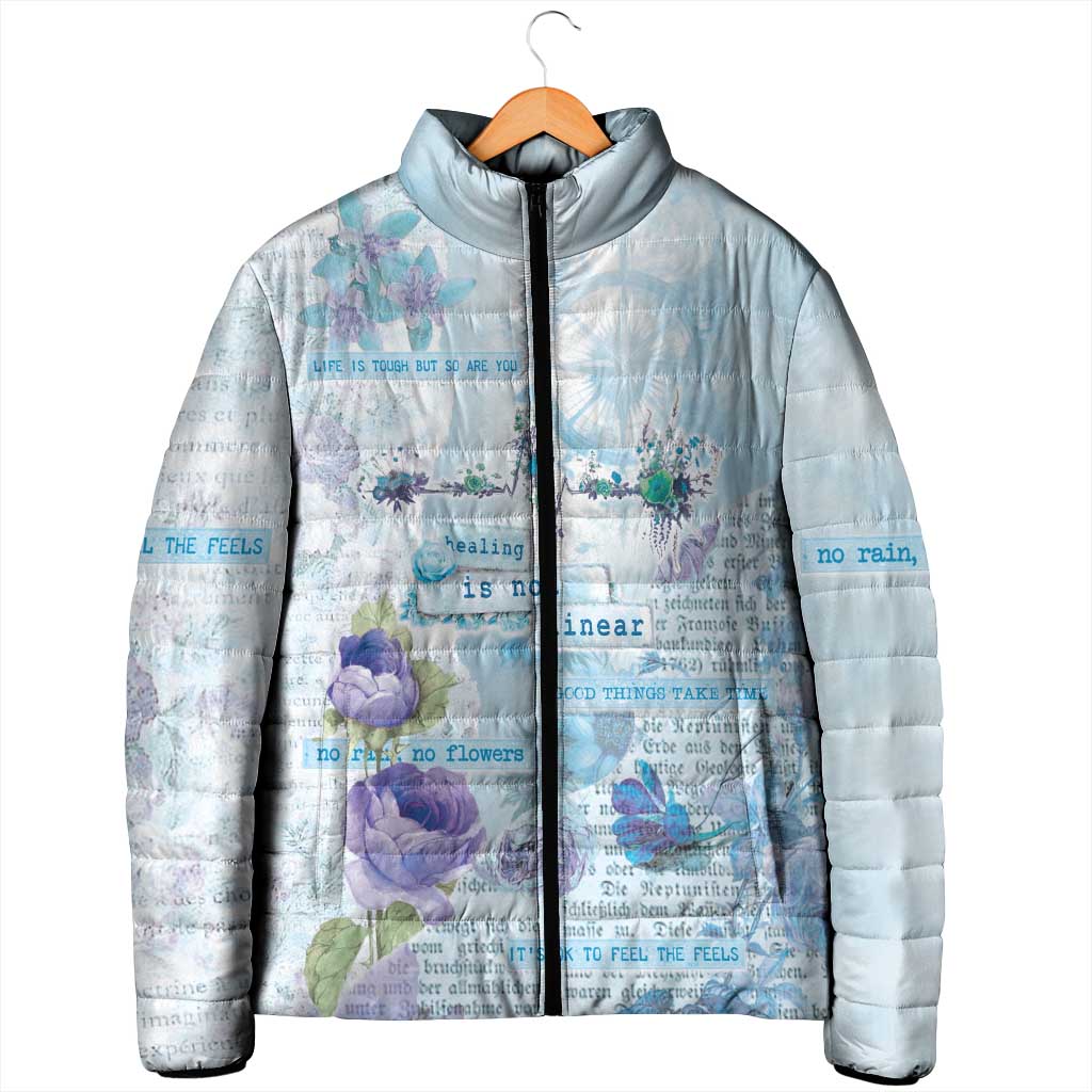 Mental Health Padded Jacket Healing Is Not Linear - Wonder Print Shop