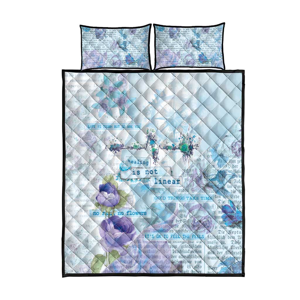Mental Health Quilt Bed Set Healing Is Not Linear - Wonder Print Shop