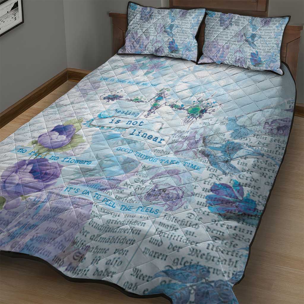 Mental Health Quilt Bed Set Healing Is Not Linear - Wonder Print Shop