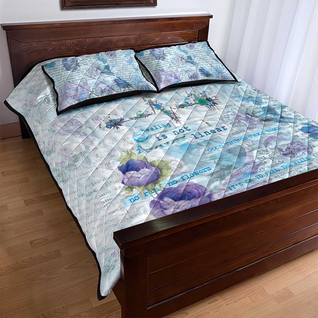 Mental Health Quilt Bed Set Healing Is Not Linear - Wonder Print Shop