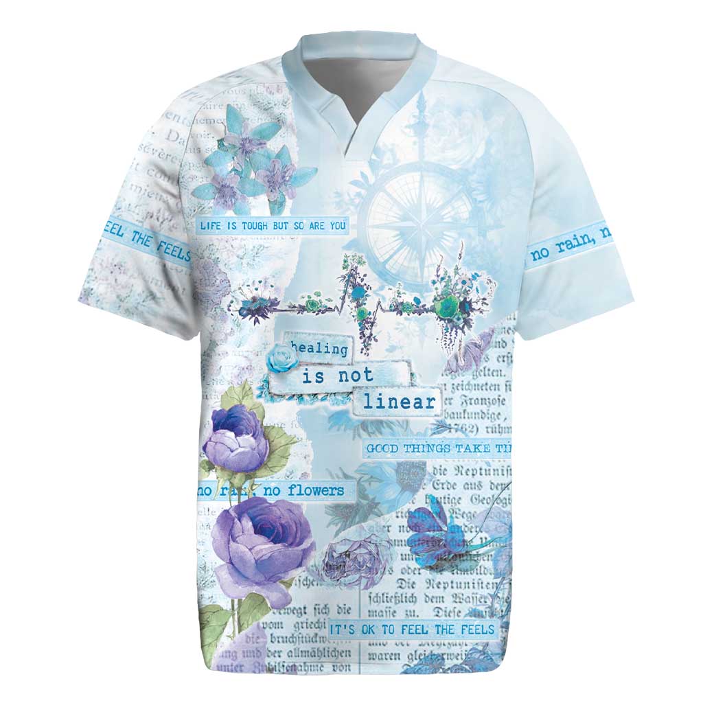 Mental Health Rugby Jersey Healing Is Not Linear - Wonder Print Shop