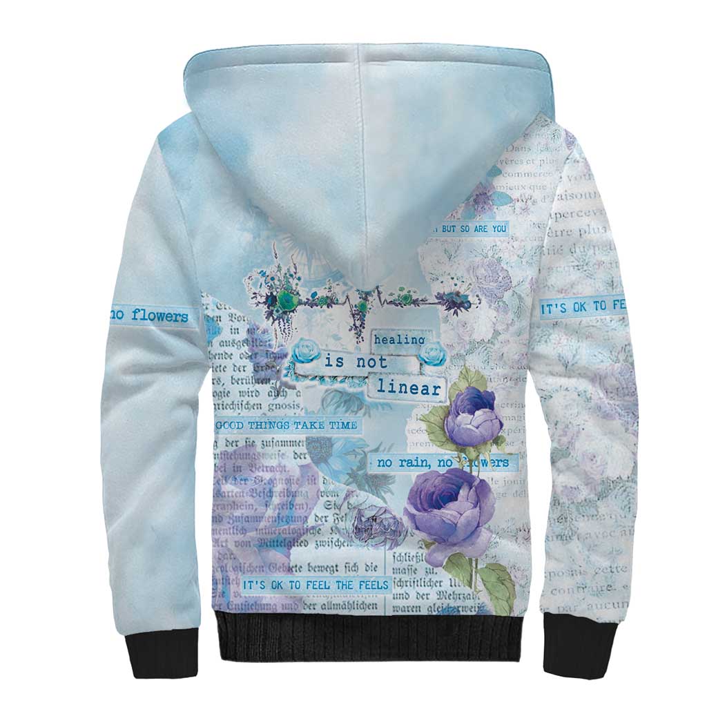 Mental Health Sherpa Hoodie Healing Is Not Linear - Wonder Print Shop