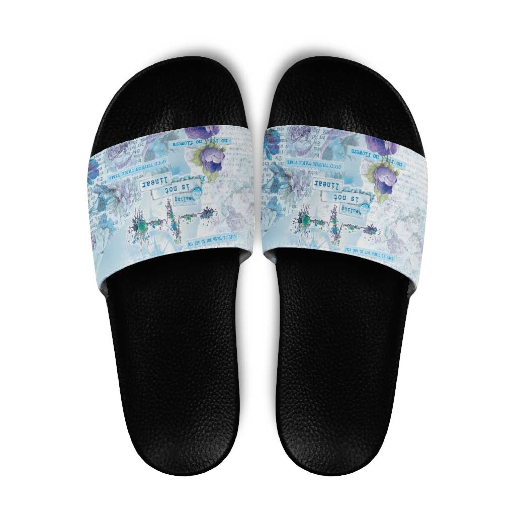 Mental Health Slide Sandals Healing Is Not Linear - Wonder Print Shop