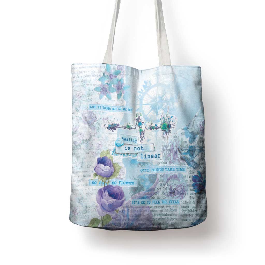 Mental Health Tote Bag Healing Is Not Linear - Wonder Print Shop