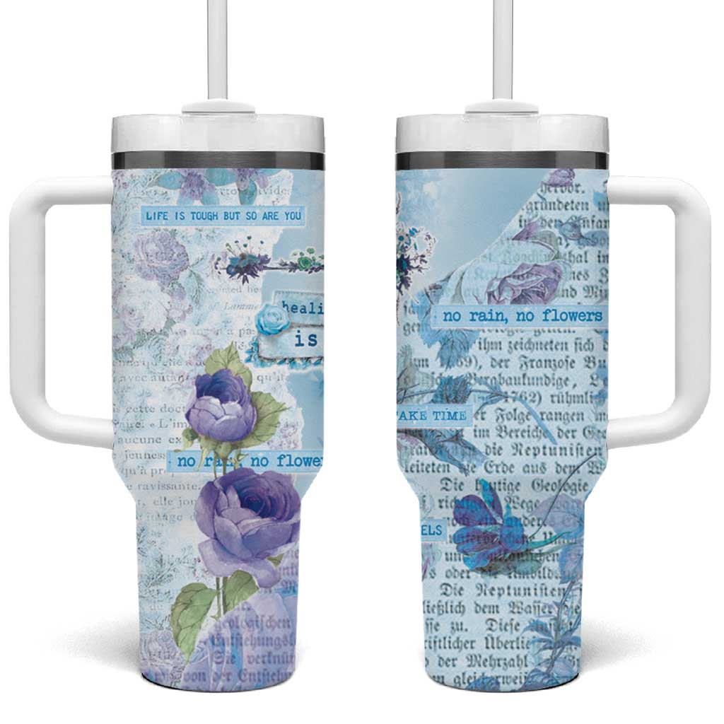 Mental Health Tumbler With Handle Healing Is Not Linear - Wonder Print Shop
