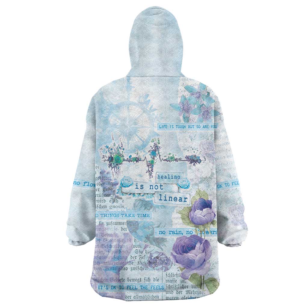 Mental Health Wearable Blanket Hoodie Healing Is Not Linear - Wonder Print Shop