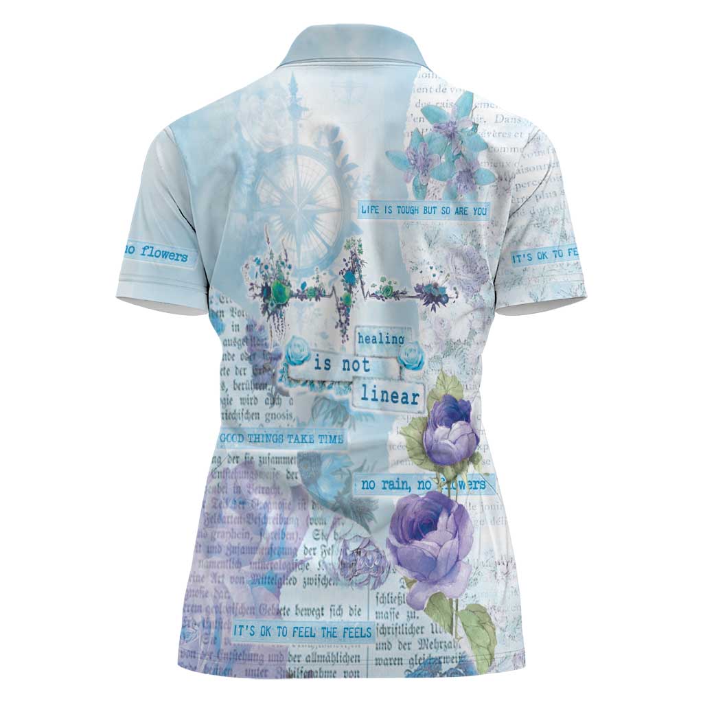 Mental Health Women Polo Shirt Healing Is Not Linear - Wonder Print Shop