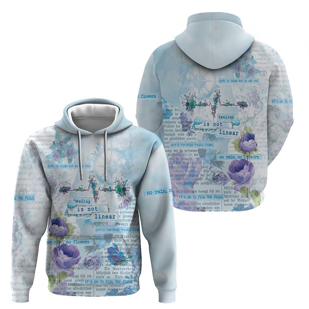 Mental Health Zip Hoodie Healing Is Not Linear - Wonder Print Shop