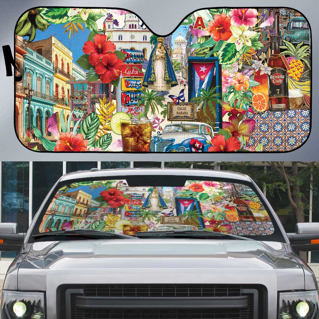 Cuba Libre Auto Sun Shade The Culture Of Cuba - Wonder Print Shop
