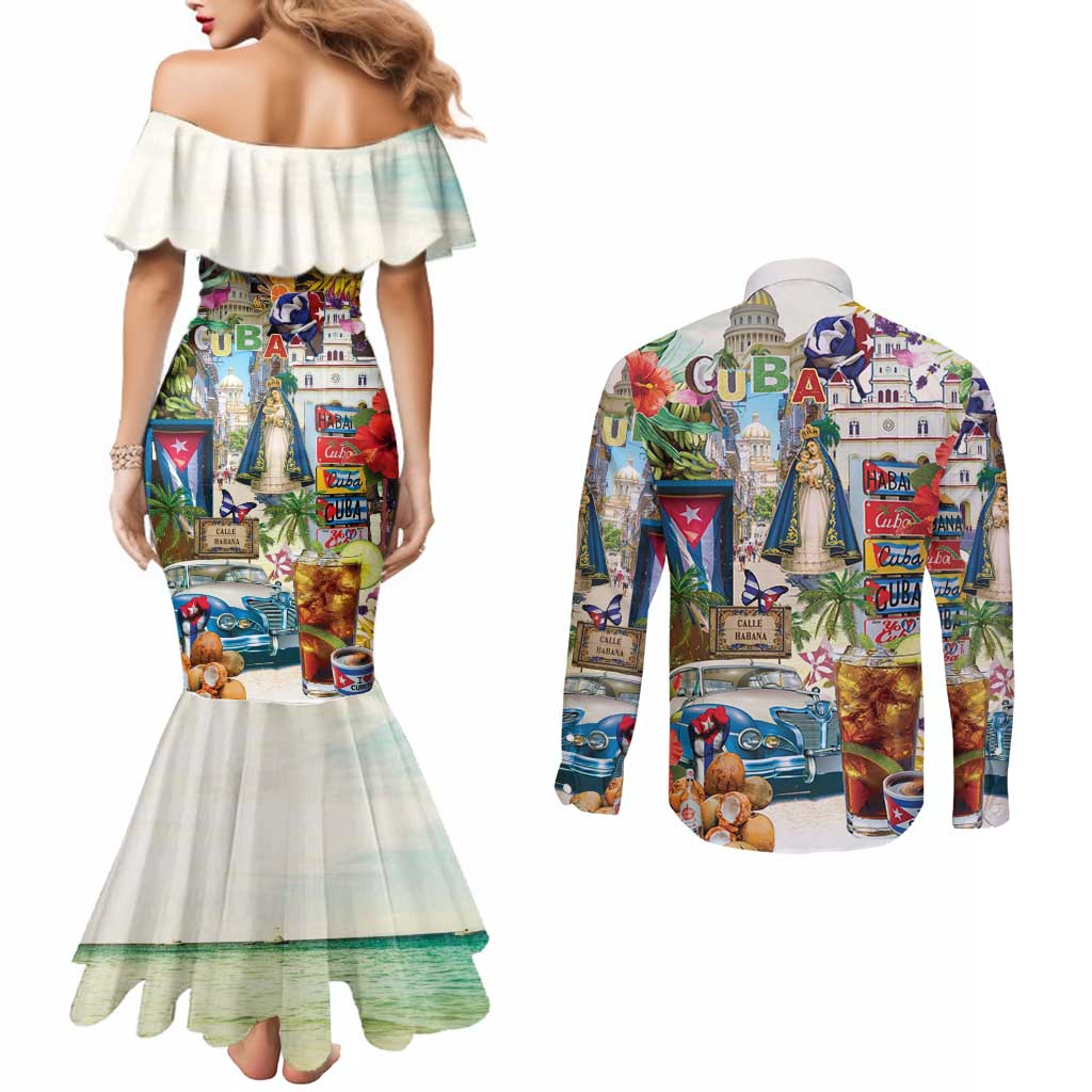 Cuba Libre Couples Matching Mermaid Dress and Long Sleeve Button Shirt The Culture Of Cuba - Wonder Print Shop