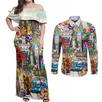 Cuba Libre Couples Matching Off Shoulder Maxi Dress and Long Sleeve Button Shirt The Culture Of Cuba - Wonder Print Shop
