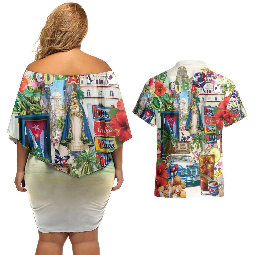 Cuba Libre Couples Matching Off Shoulder Short Dress and Hawaiian Shirt The Culture Of Cuba - Wonder Print Shop