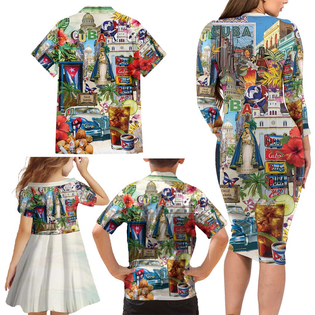 Cuba Libre Family Matching Long Sleeve Bodycon Dress and Hawaiian Shirt The Culture Of Cuba - Wonder Print Shop