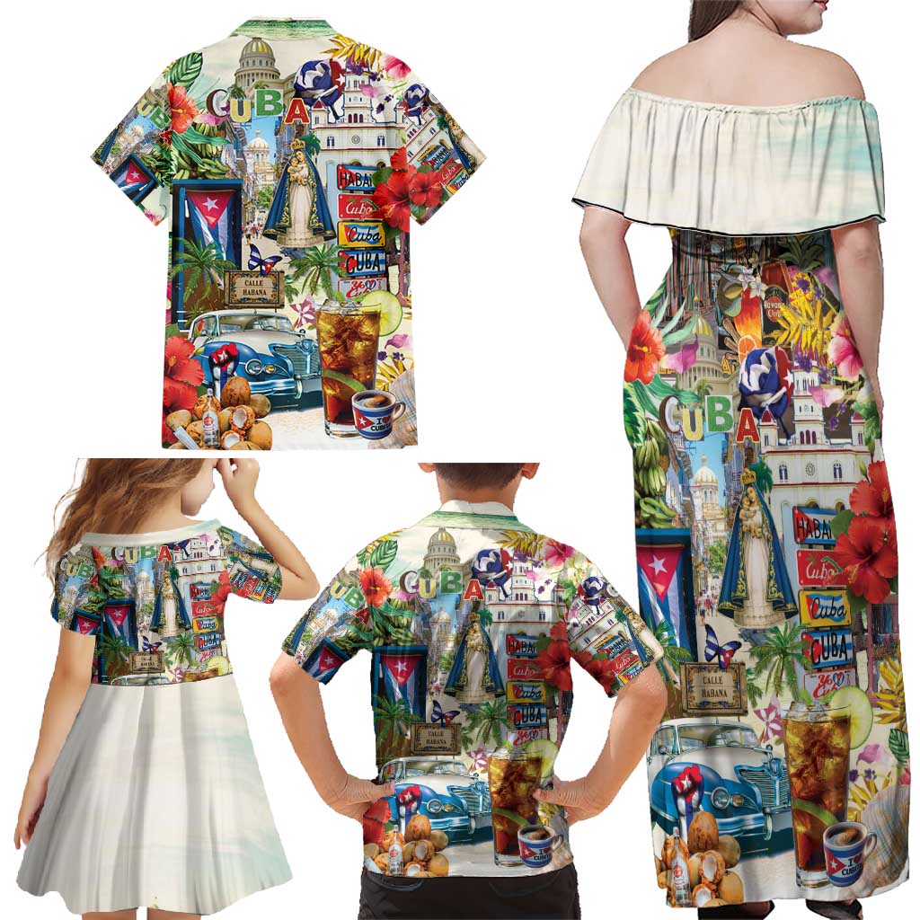Cuba Libre Family Matching Off Shoulder Maxi Dress and Hawaiian Shirt The Culture Of Cuba - Wonder Print Shop