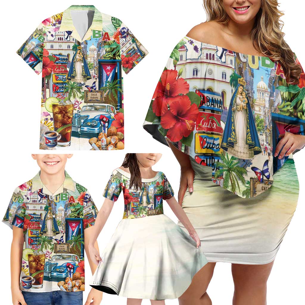 Cuba Libre Family Matching Off Shoulder Short Dress and Hawaiian Shirt The Culture Of Cuba - Wonder Print Shop