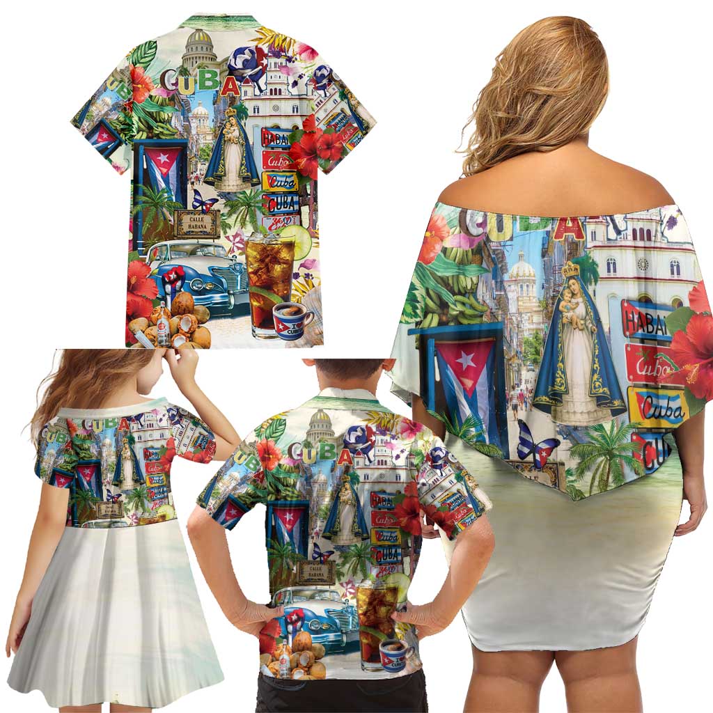 Cuba Libre Family Matching Off Shoulder Short Dress and Hawaiian Shirt The Culture Of Cuba - Wonder Print Shop