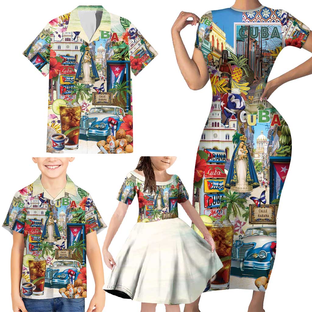 Cuba Libre Family Matching Short Sleeve Bodycon Dress and Hawaiian Shirt The Culture Of Cuba - Wonder Print Shop