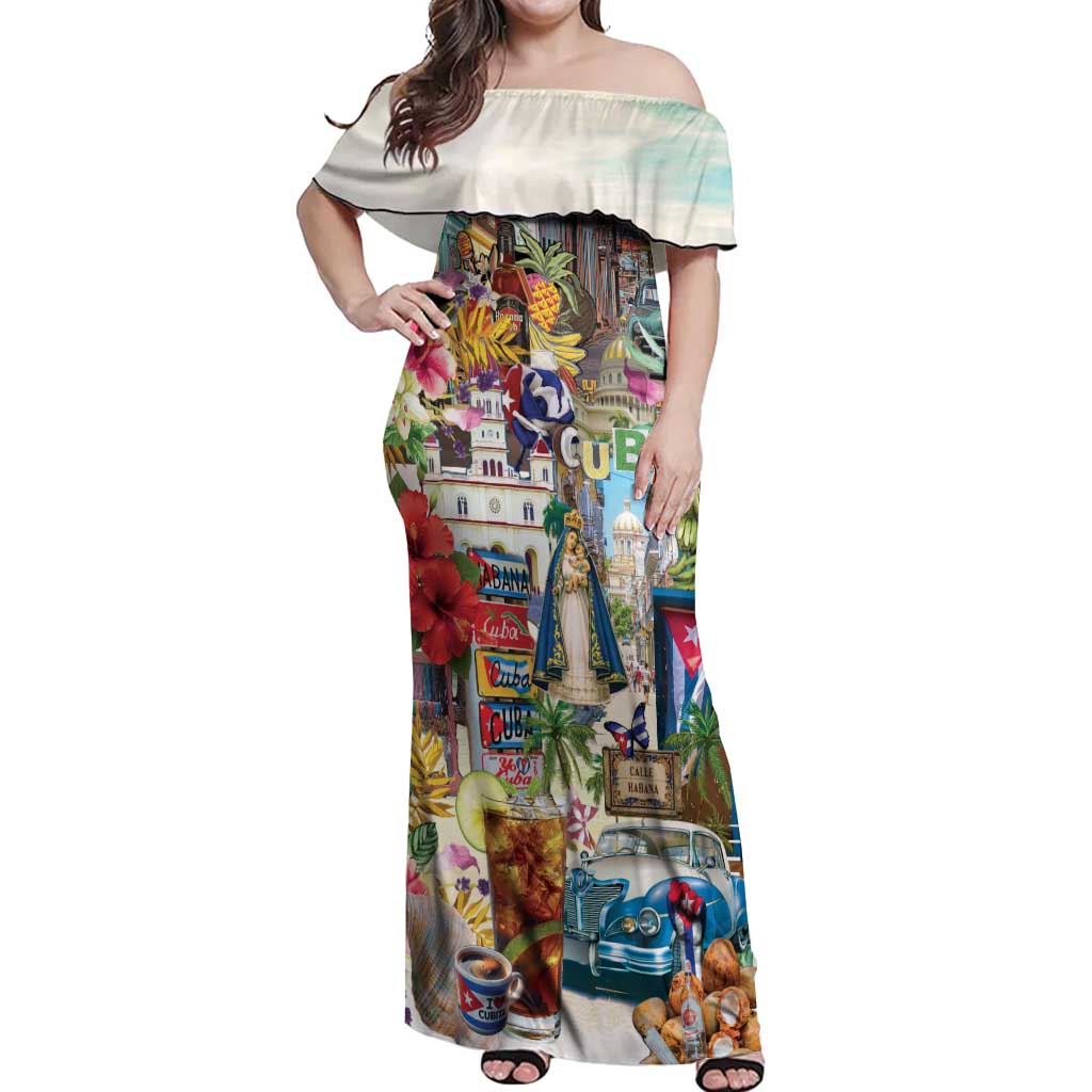 Cuba Libre Off Shoulder Maxi Dress The Culture Of Cuba - Wonder Print Shop
