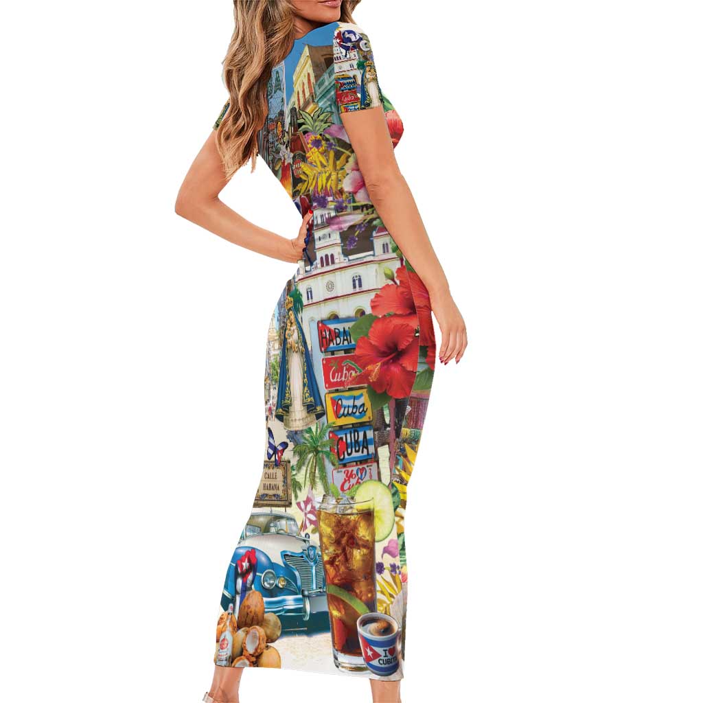 Cuba Libre Short Sleeve Bodycon Dress The Culture Of Cuba - Wonder Print Shop