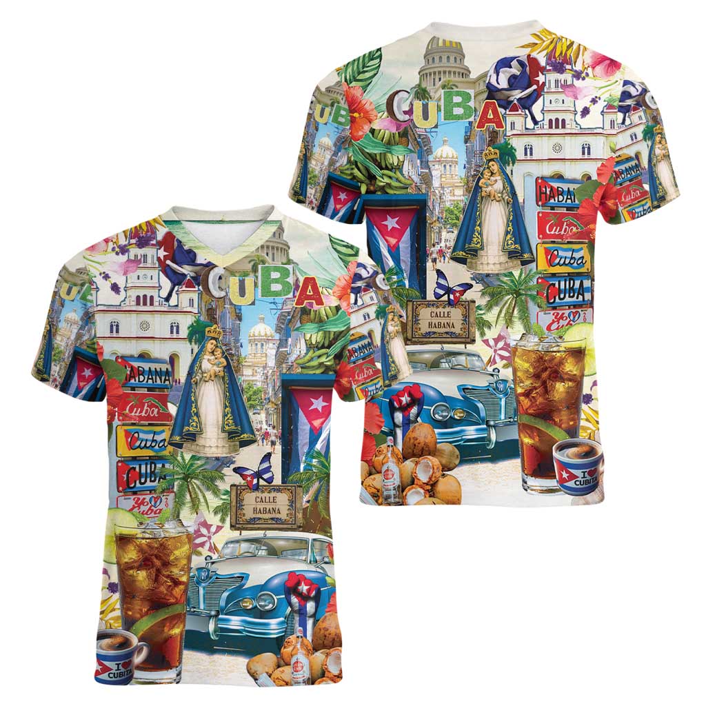 Cuba Libre Women V-Neck T-Shirt The Culture Of Cuba - Wonder Print Shop