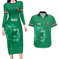 Custom Iraq Football Couples Matching Long Sleeve Bodycon Dress and Hawaiian Shirt Go Champions - Wonder Print Shop