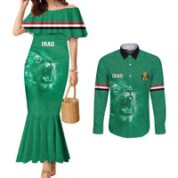 Custom Iraq Football Couples Matching Mermaid Dress and Long Sleeve Button Shirt Go Champions - Wonder Print Shop