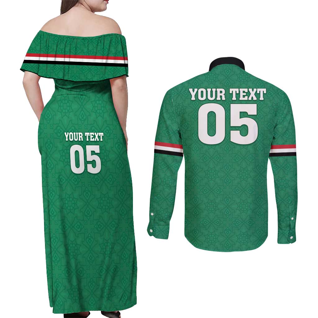 Custom Iraq Football Couples Matching Off Shoulder Maxi Dress and Long Sleeve Button Shirt Go Champions - Wonder Print Shop