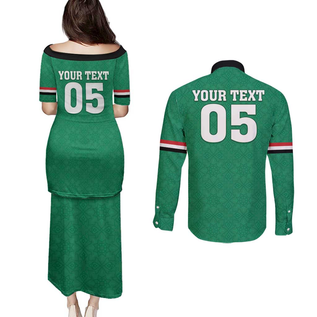 Custom Iraq Football Couples Matching Puletasi and Long Sleeve Button Shirt Go Champions - Wonder Print Shop