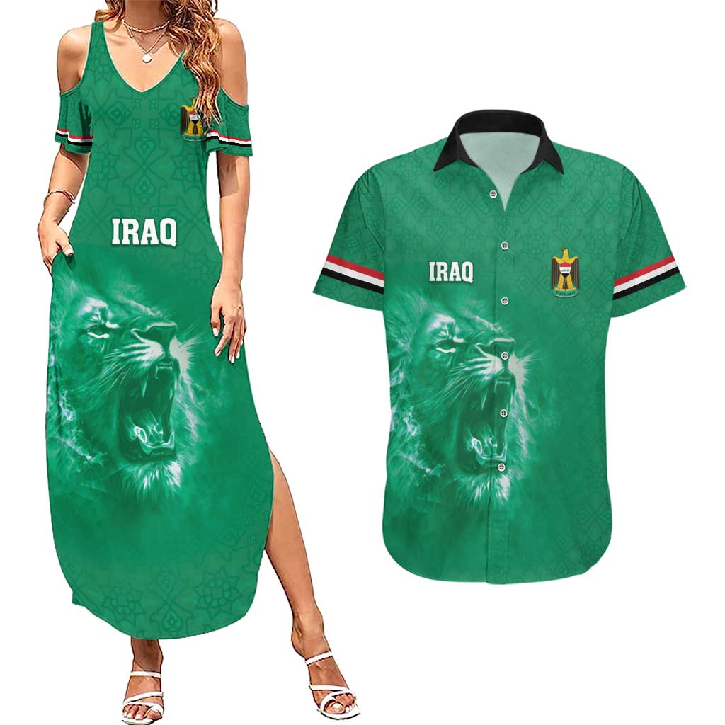 Custom Iraq Football Couples Matching Summer Maxi Dress and Hawaiian Shirt Go Champions - Wonder Print Shop