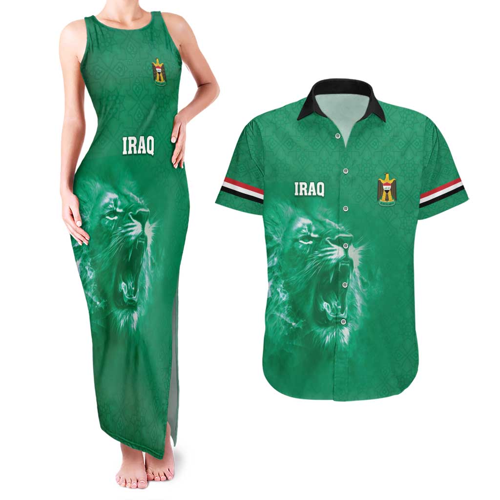 Custom Iraq Football Couples Matching Tank Maxi Dress and Hawaiian Shirt Go Champions - Wonder Print Shop