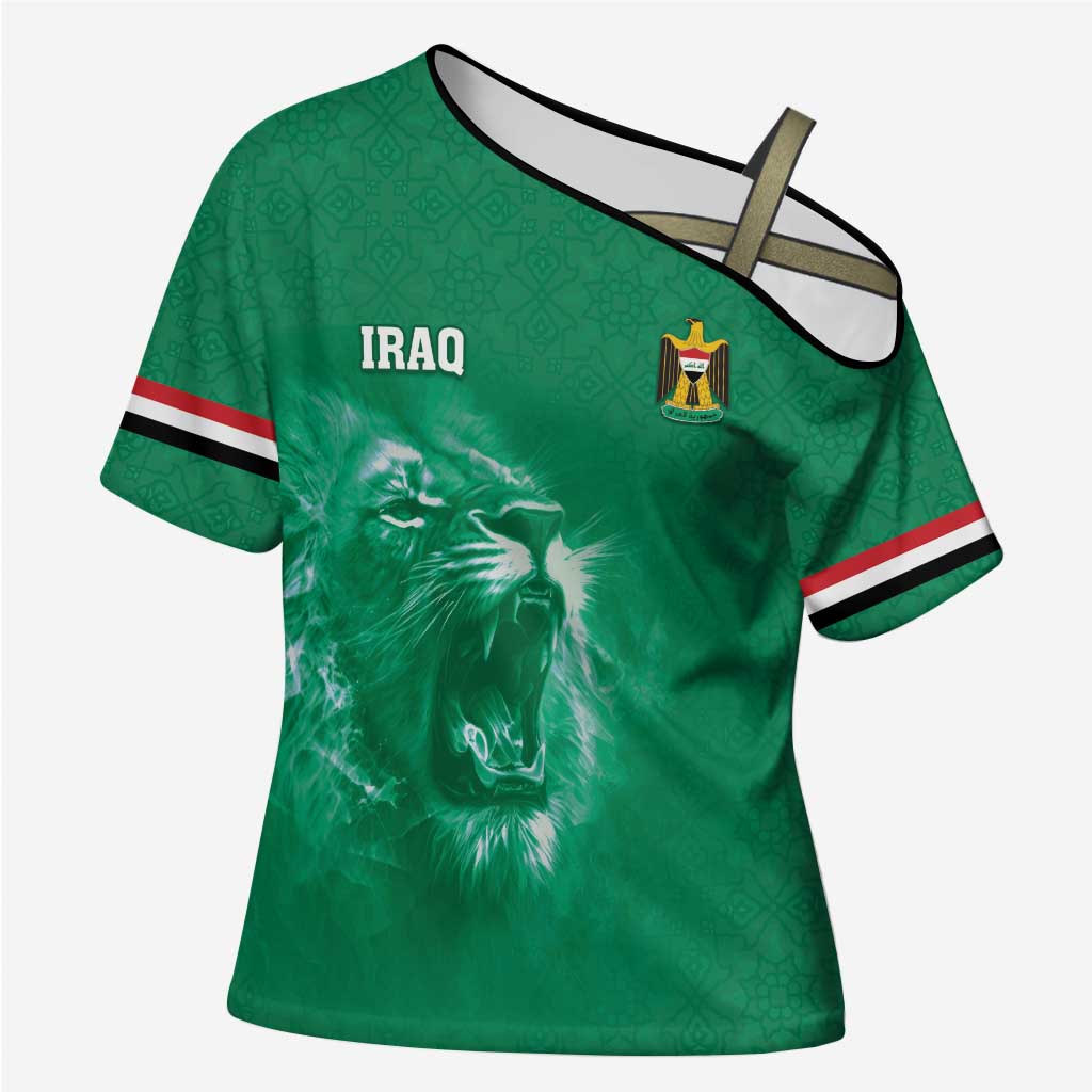 Custom Iraq Football Cross Shoulder Shirt Go Champions - Wonder Print Shop