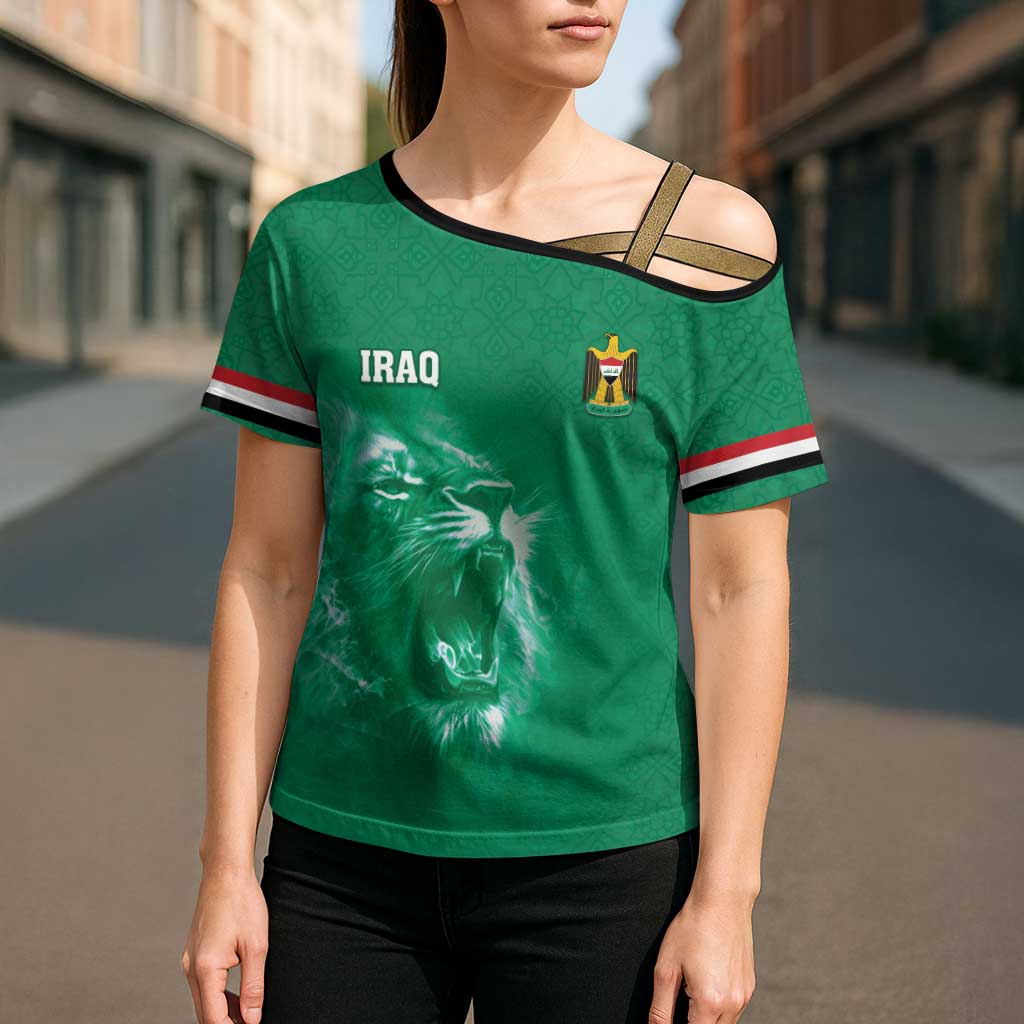 Custom Iraq Football Cross Shoulder Shirt Go Champions - Wonder Print Shop