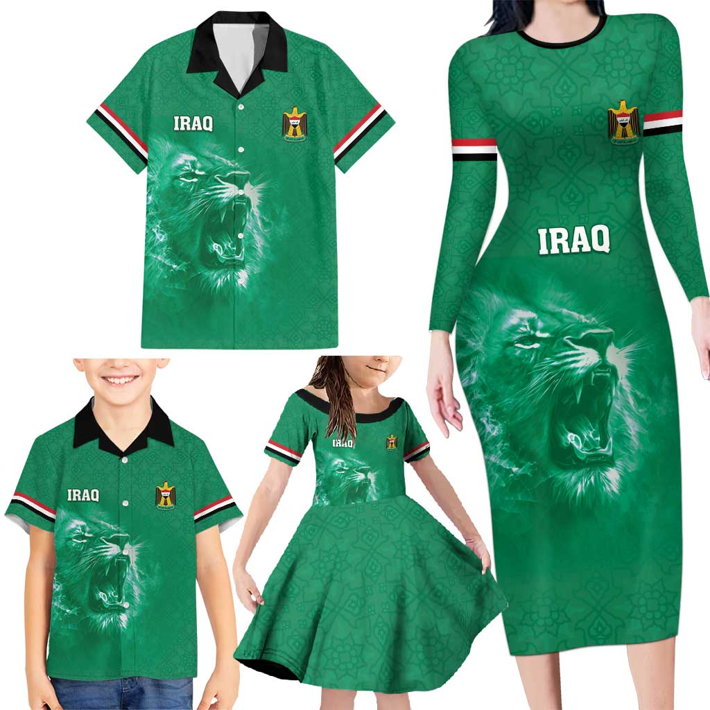 Custom Iraq Football Family Matching Long Sleeve Bodycon Dress and Hawaiian Shirt Go Champions - Wonder Print Shop