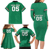 Custom Iraq Football Family Matching Long Sleeve Bodycon Dress and Hawaiian Shirt Go Champions - Wonder Print Shop