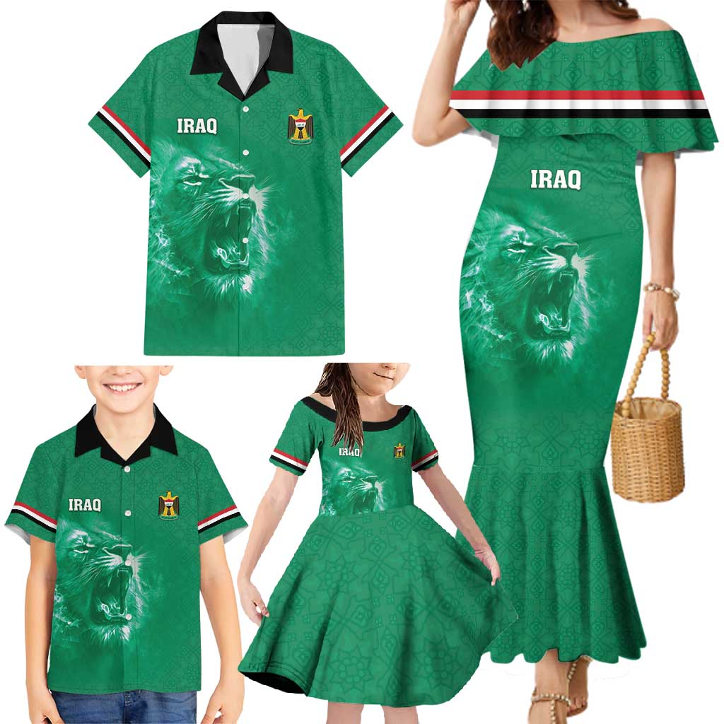 Custom Iraq Football Family Matching Mermaid Dress and Hawaiian Shirt Go Champions - Wonder Print Shop