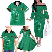 Custom Iraq Football Family Matching Off The Shoulder Long Sleeve Dress and Hawaiian Shirt Go Champions - Wonder Print Shop
