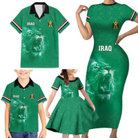 Custom Iraq Football Family Matching Short Sleeve Bodycon Dress and Hawaiian Shirt Go Champions - Wonder Print Shop