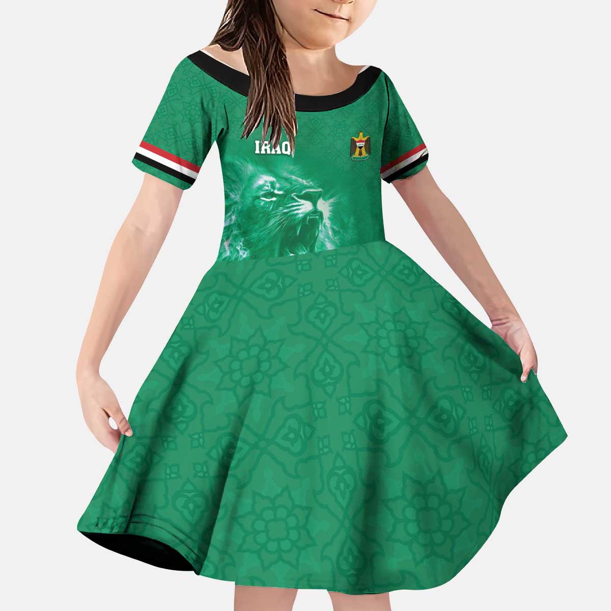 Custom Iraq Football Kid Short Sleeve Dress Go Champions - Wonder Print Shop