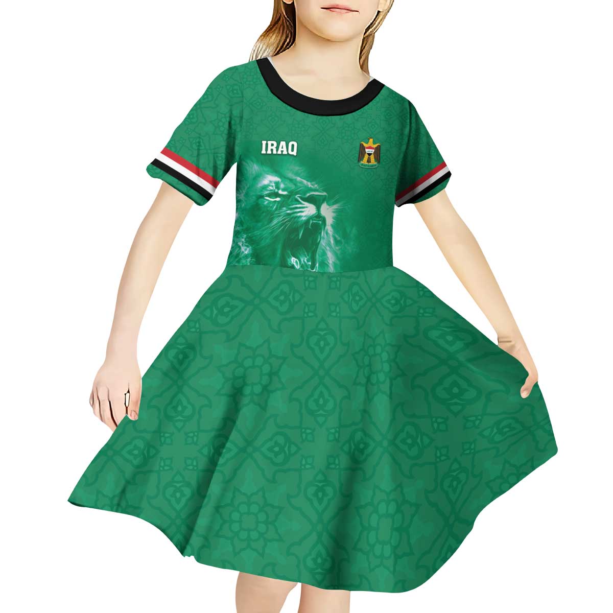 Custom Iraq Football Kid Short Sleeve Dress Go Champions - Wonder Print Shop