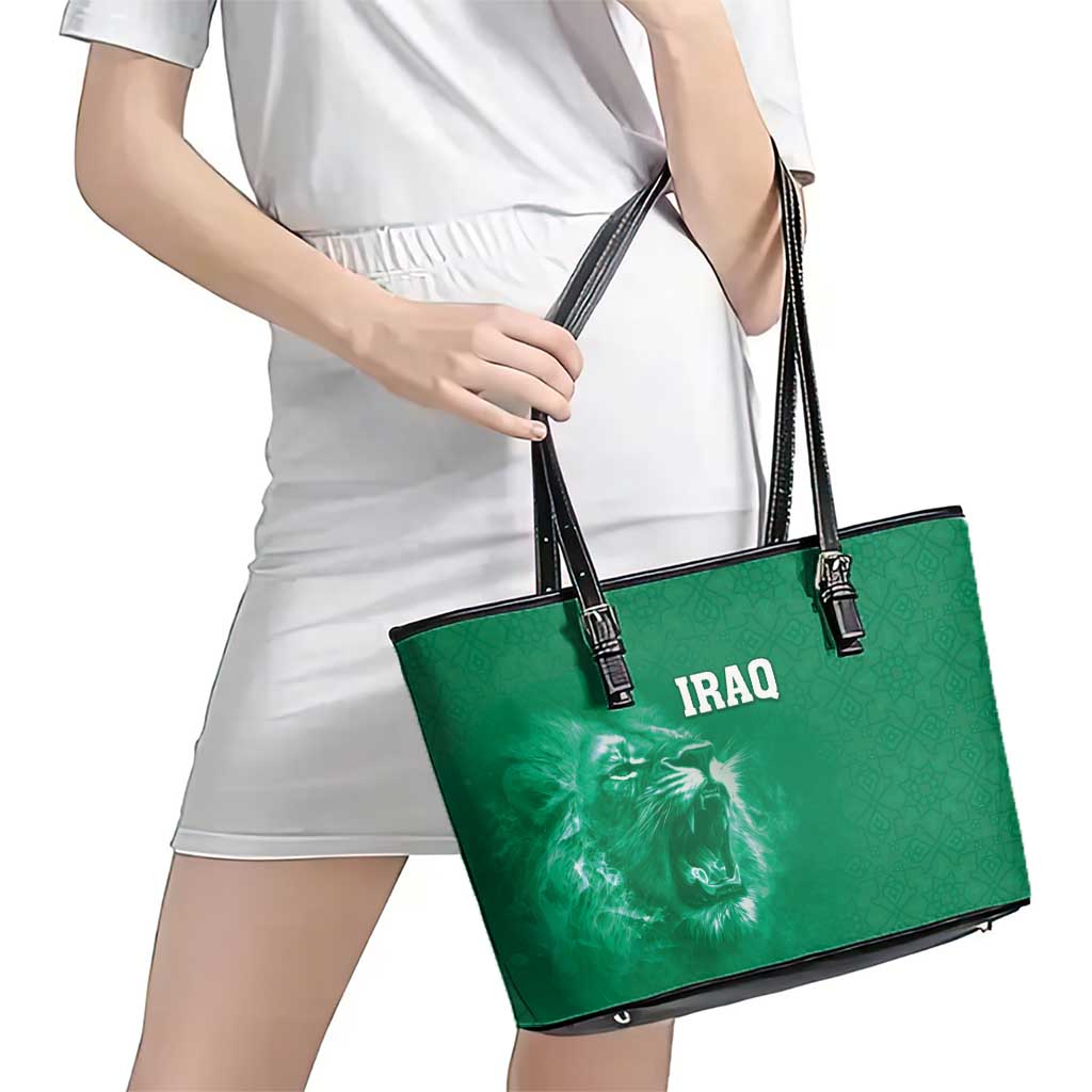 Iraq Football Leather Tote Bag Go Champions - Wonder Print Shop