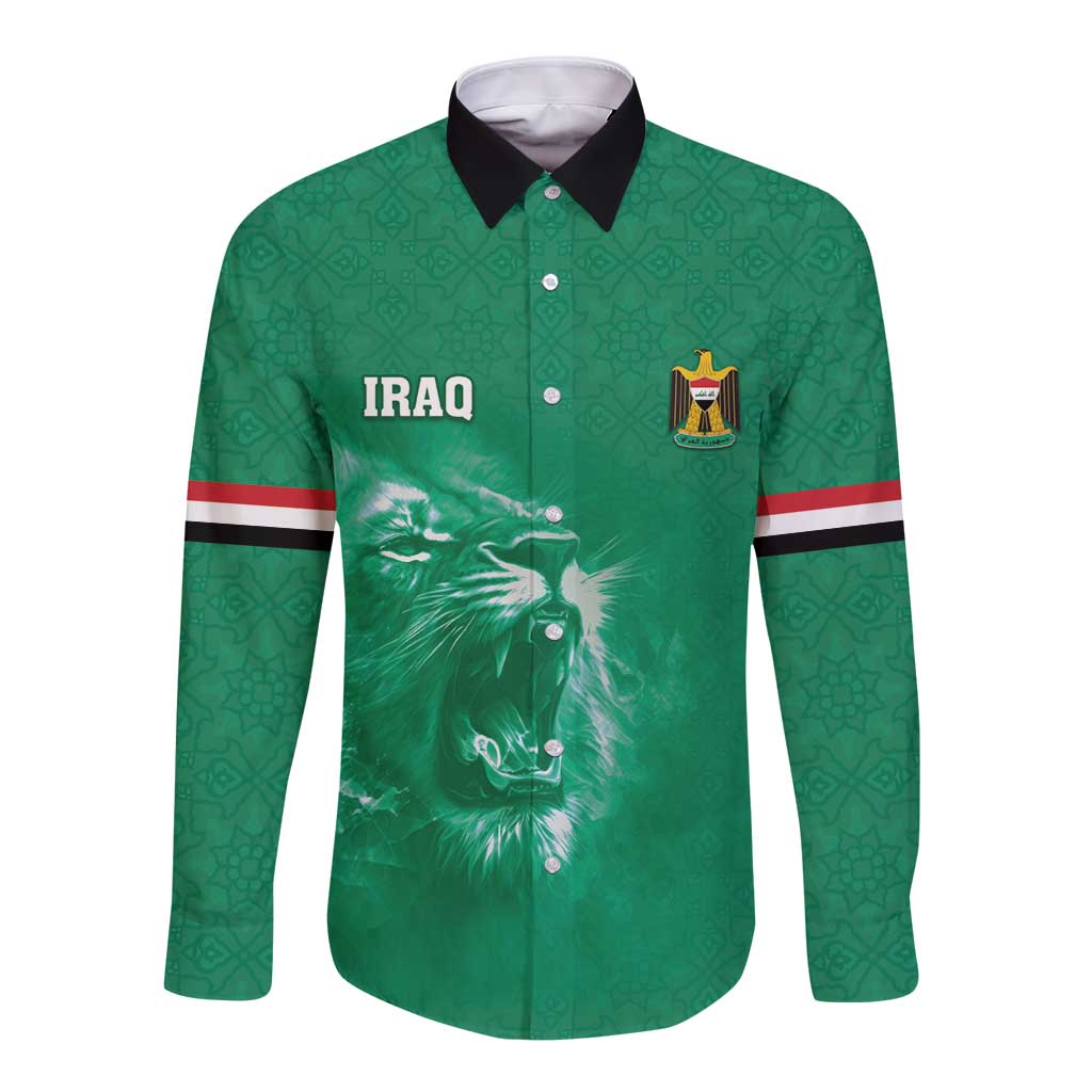 Custom Iraq Football Long Sleeve Button Shirt Go Champions - Wonder Print Shop
