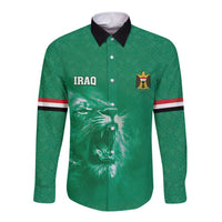 Custom Iraq Football Long Sleeve Button Shirt Go Champions - Wonder Print Shop