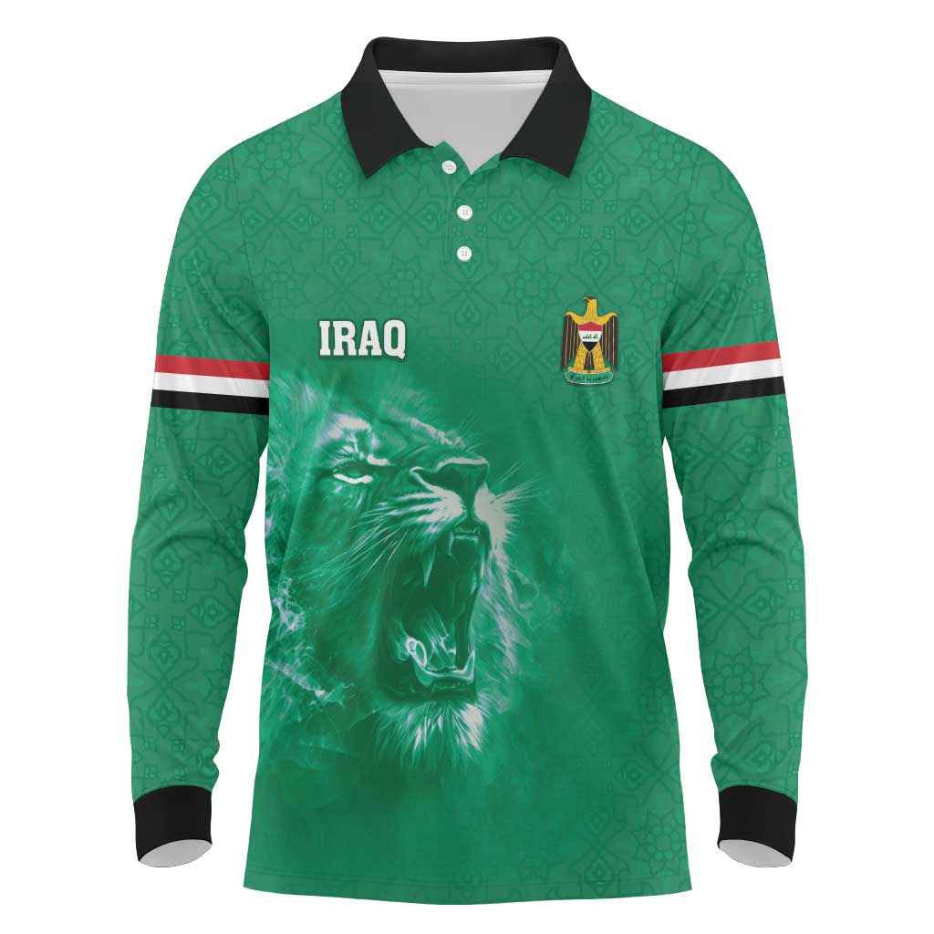 Custom Iraq Football Long Sleeve Polo Shirt Go Champions - Wonder Print Shop
