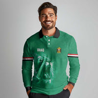 Custom Iraq Football Long Sleeve Polo Shirt Go Champions - Wonder Print Shop