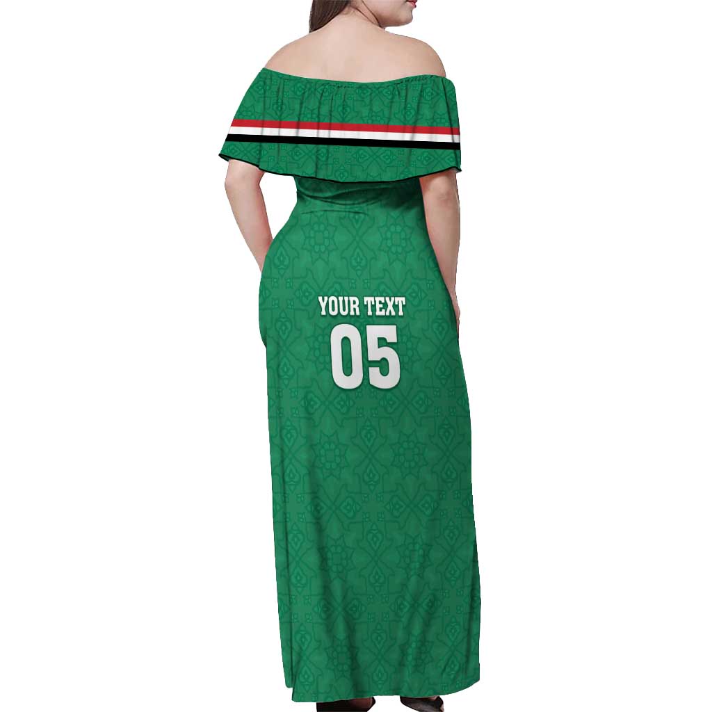 Custom Iraq Football Off Shoulder Maxi Dress Go Champions - Wonder Print Shop