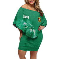 Custom Iraq Football Off Shoulder Short Dress Go Champions - Wonder Print Shop