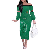 Custom Iraq Football Off The Shoulder Long Sleeve Dress Go Champions - Wonder Print Shop