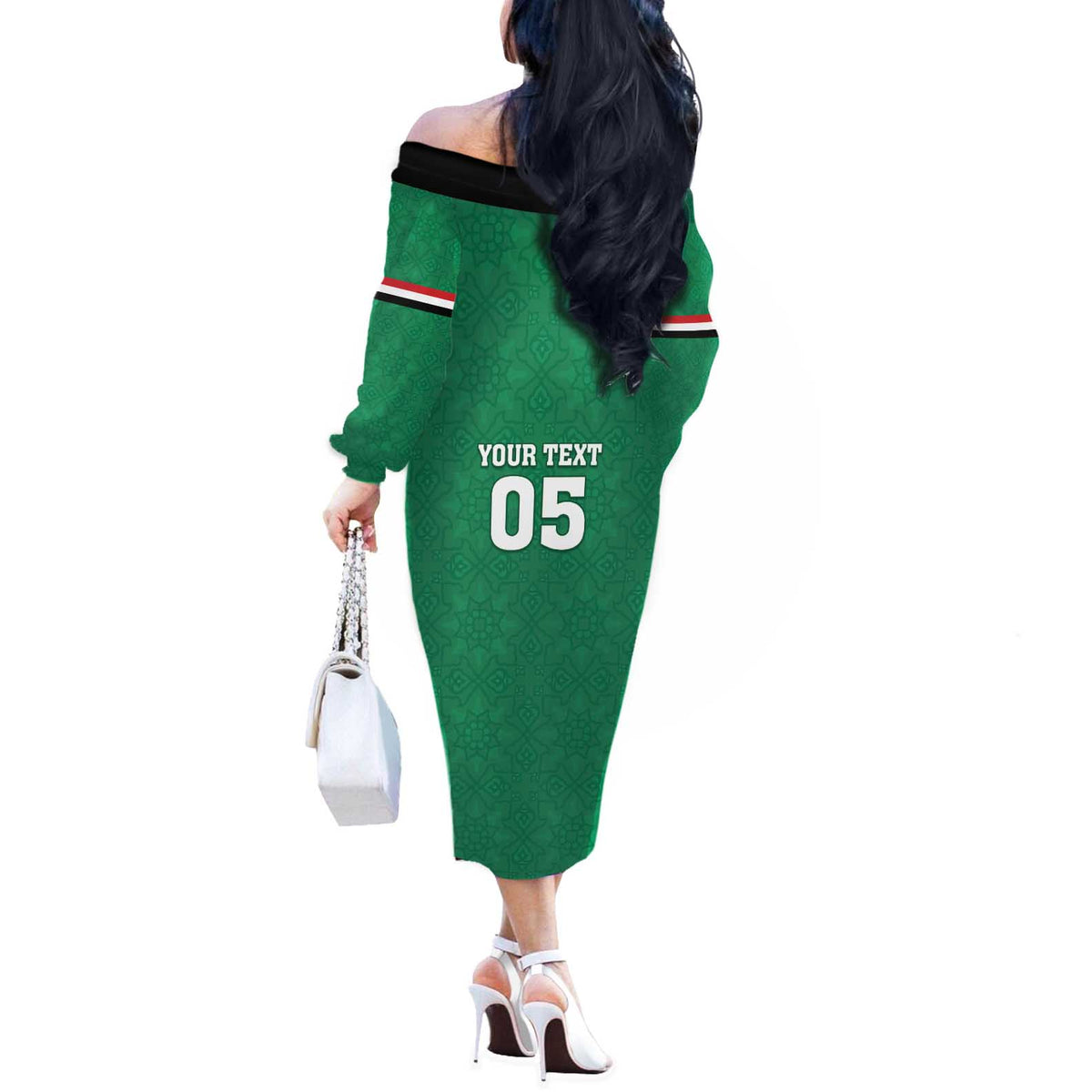 Custom Iraq Football Off The Shoulder Long Sleeve Dress Go Champions - Wonder Print Shop