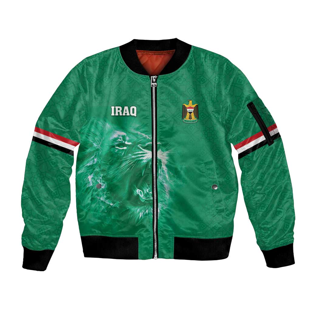 Custom Iraq Football Sleeve Zip Bomber Jacket Go Champions - Wonder Print Shop