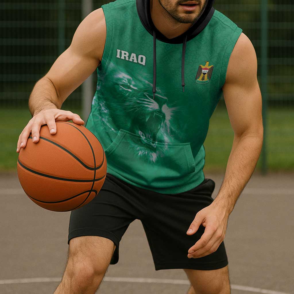 Custom Iraq Football Sleeveless Hoodie Go Champions - Wonder Print Shop